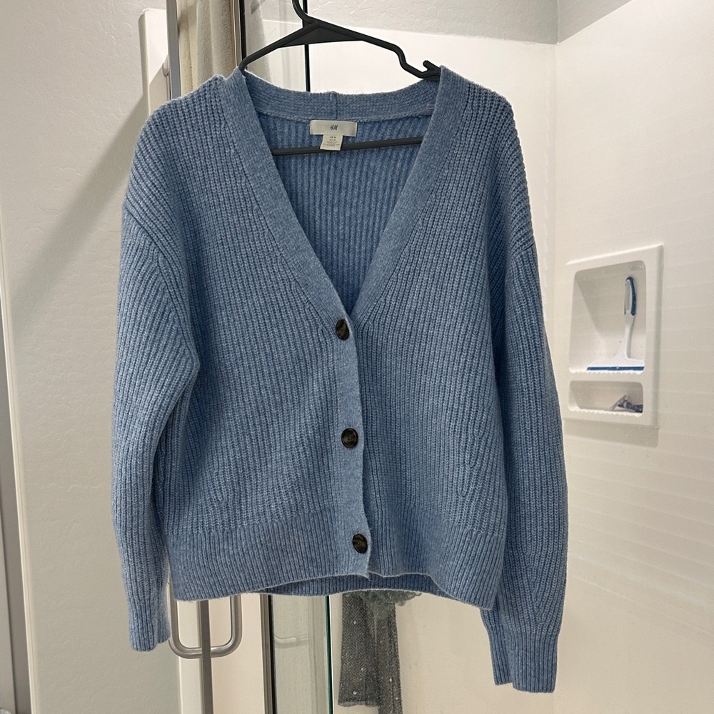 H&M Light Blue Ribbed Cardigan